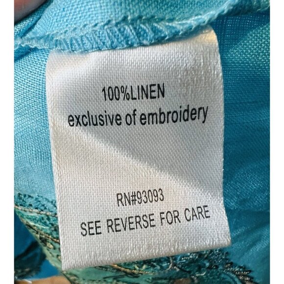 Tyler Boe Womens Linen Aimee Embroidered Ruffled V-Neck Tied Dress Blue Size L - Picture 9 of 10